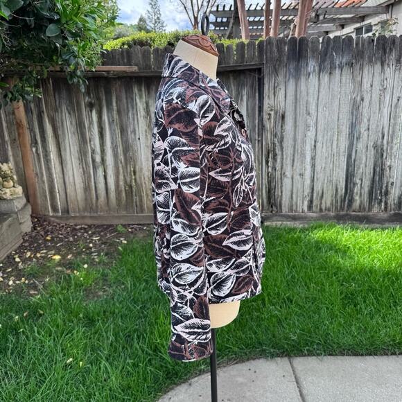 Appleseed’s Leaf Button Blazer Jacket Black Tan Women's Size 10 - Picture 4 of 11